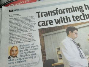 Joanne Timboung's article on our plans for a healthcare cloud appear in the Star