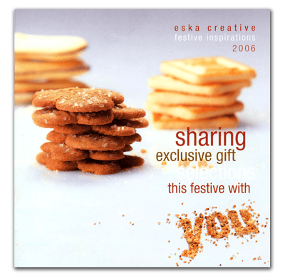 An example of personalization produced for Eska Creative Gifting. The Word "you" formed out crumbs changes to the customer's name in the final print.